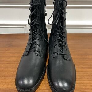 Mango Black Leather Women's Combat Boots
